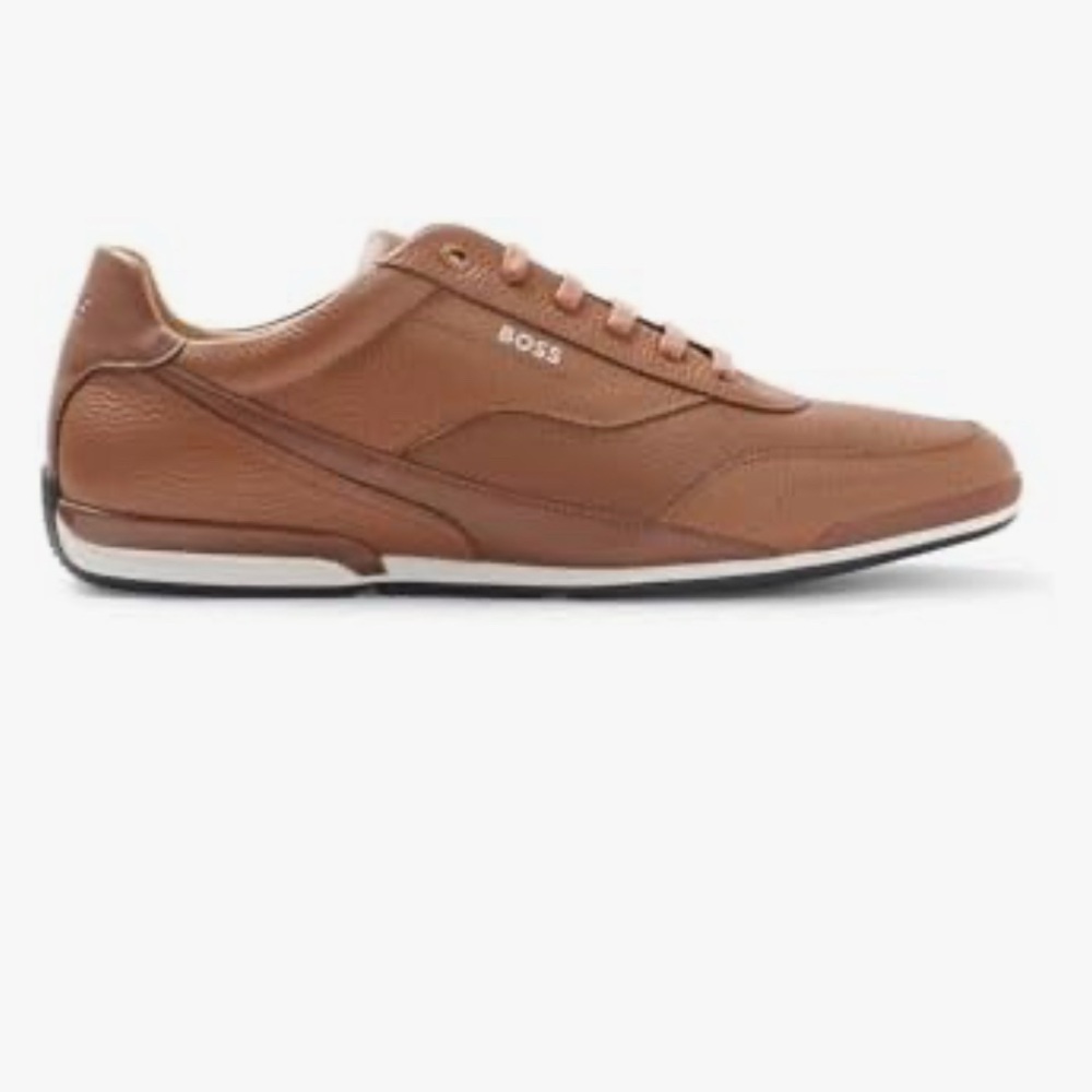 Boss Men's Tan Leather Sneakers